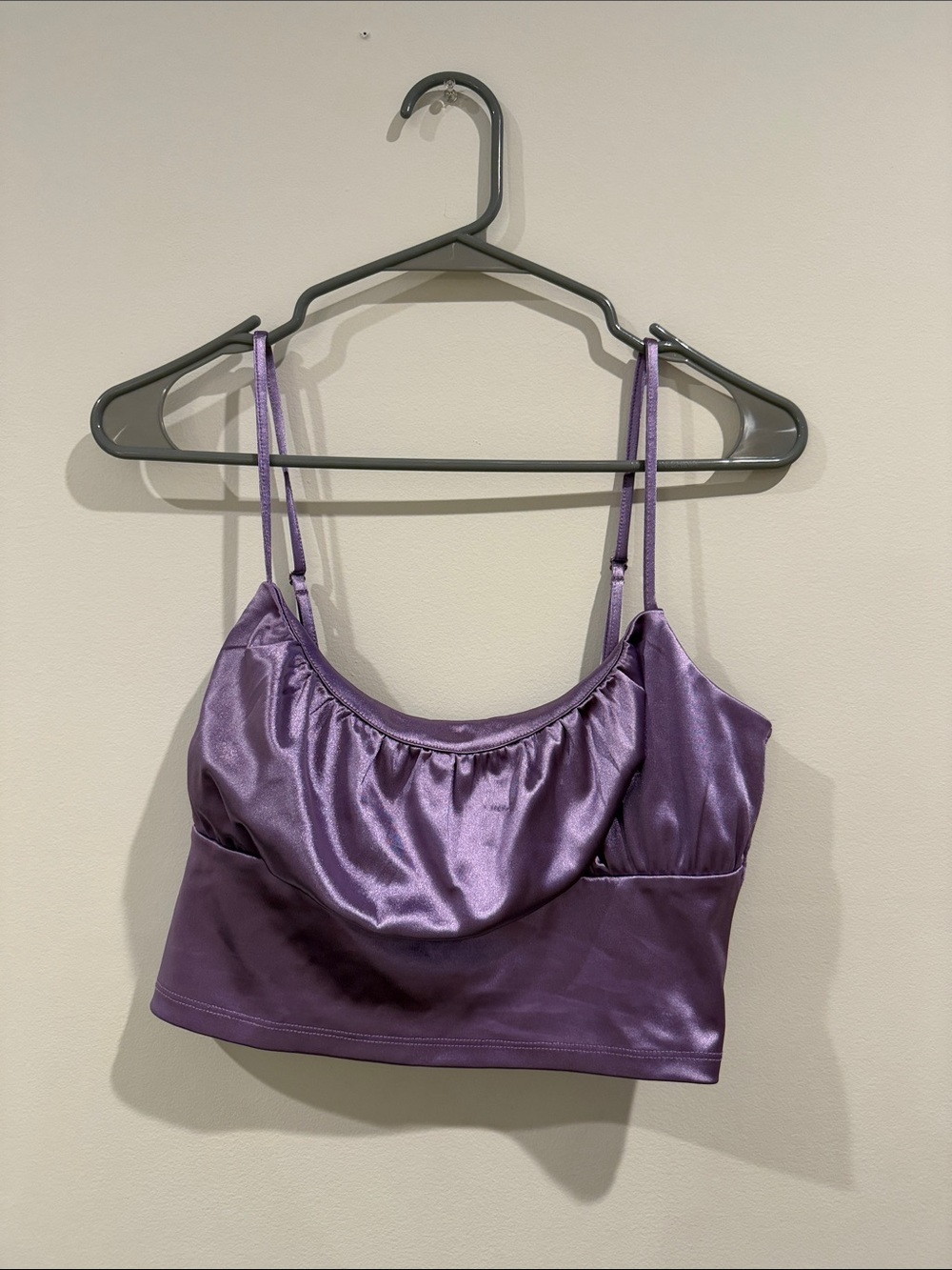 H&M Purple Satin Cropped Tank Top
